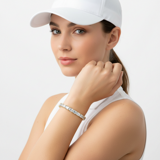 Sonya Radiant cut Lab Grown solitaire diamonds tennis bracelet in gold