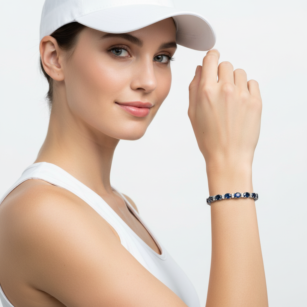 Tennis Bracelet with Sapphires and diamonds in white gold