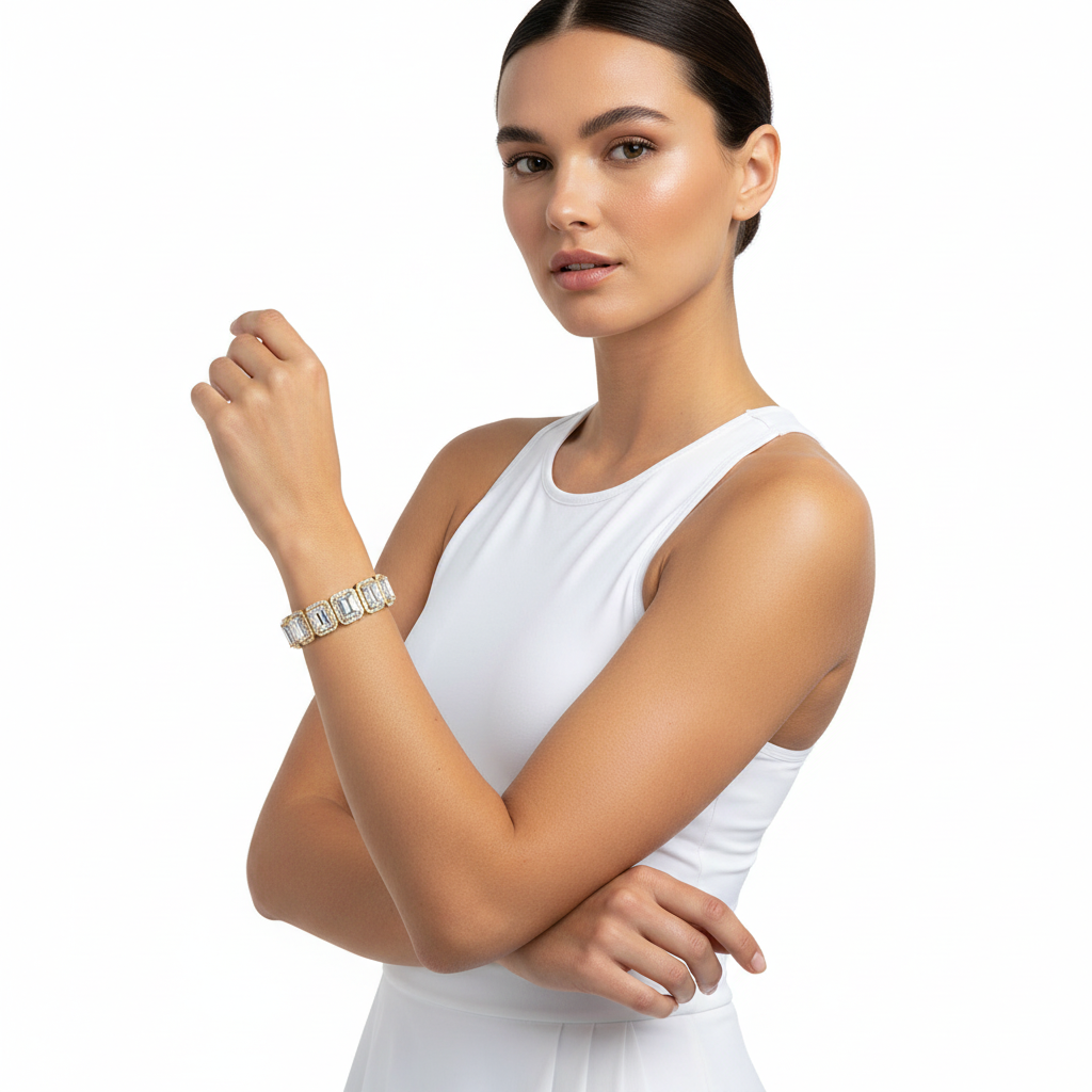 Naina Emerald Cut Diamond Tennis bracelet