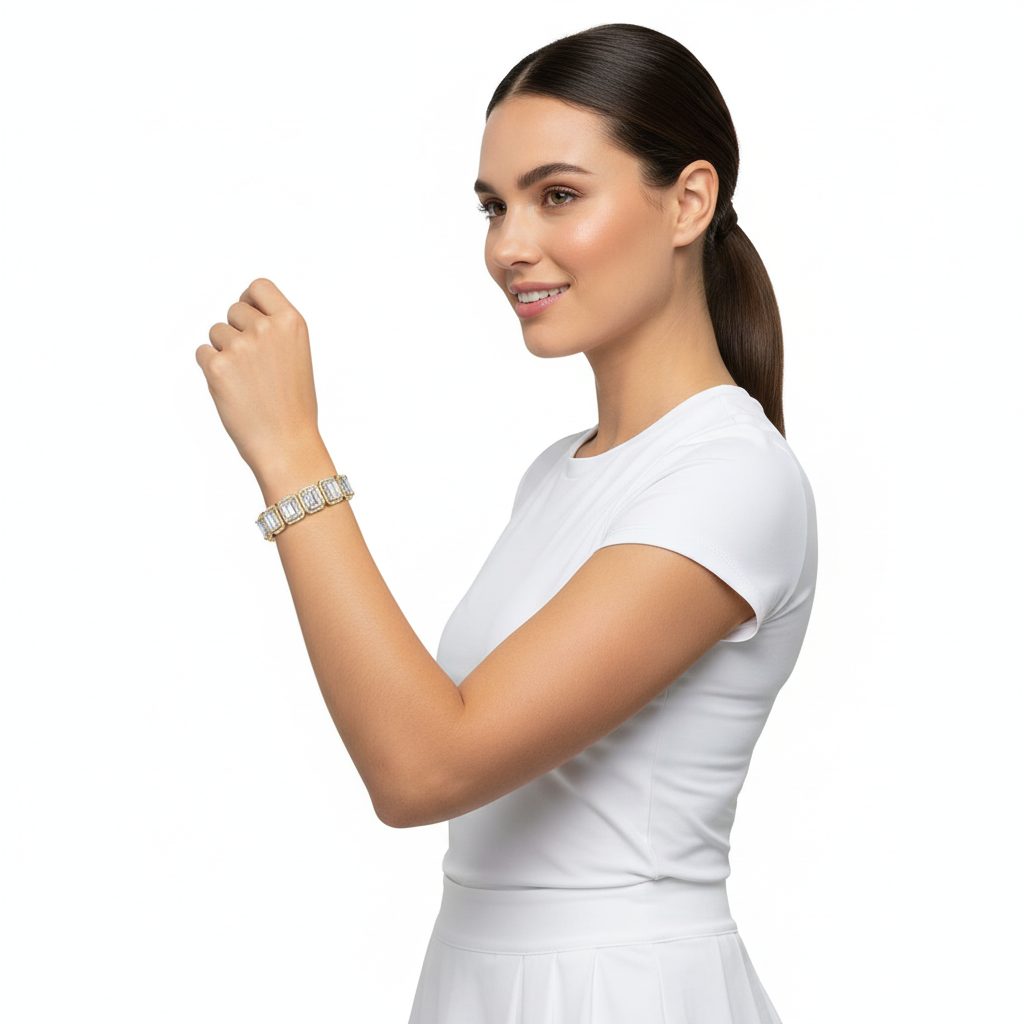 Naina Emerald Cut Diamond Tennis bracelet