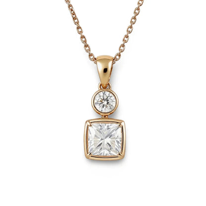 Fia Princess Cut Lab Diamond Bezel set Pendant - Jewelslane