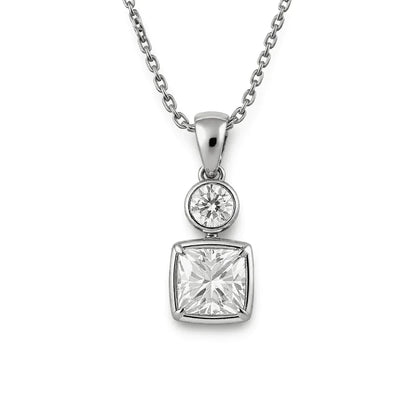 Fia Princess Cut Lab Diamond Bezel set Pendant - Jewelslane