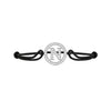 diamond letter N pendant bracelet with black cord on white background