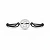 Silver diamond bracelet with letter S charm and black adjustable cord