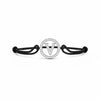 Silver diamond bracelet with letter V charm on black adjustable cord