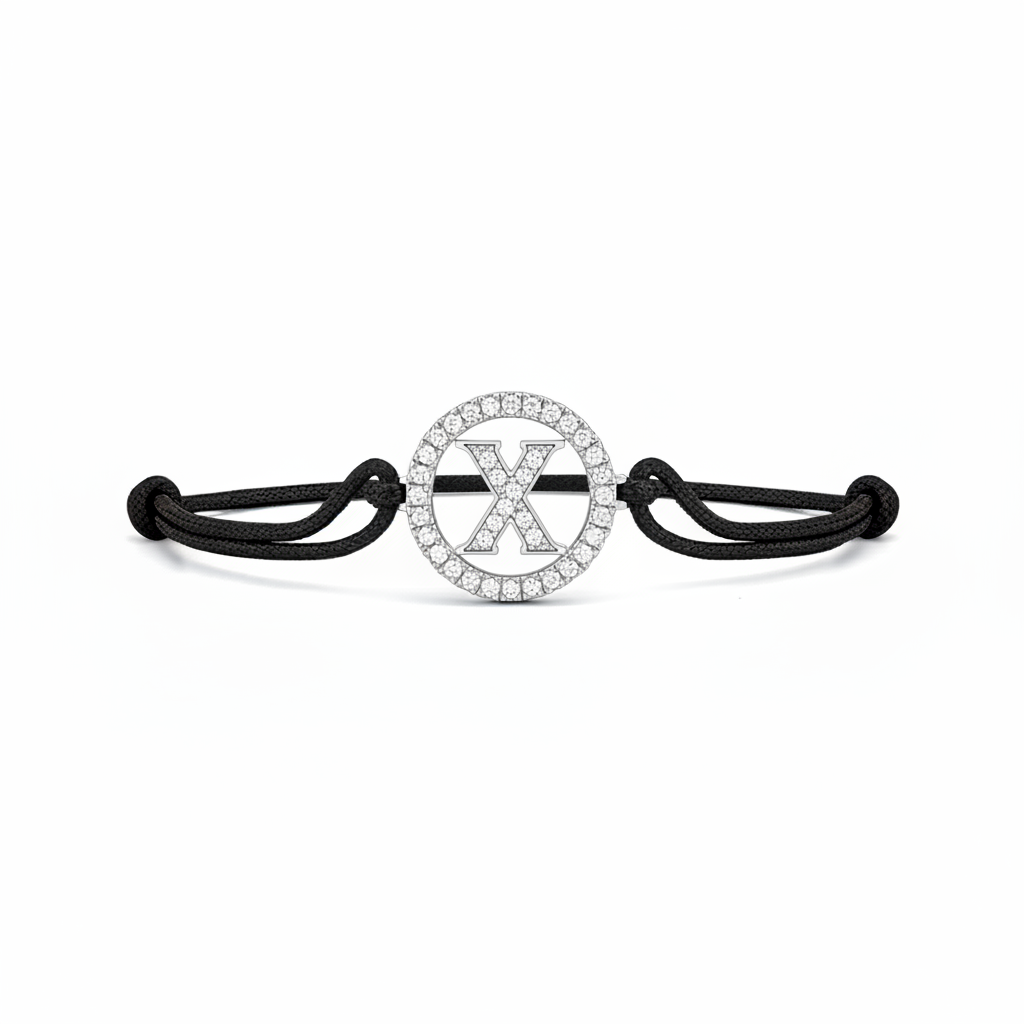Full diamond Alphabet X bracelet in silver - Jewelslane