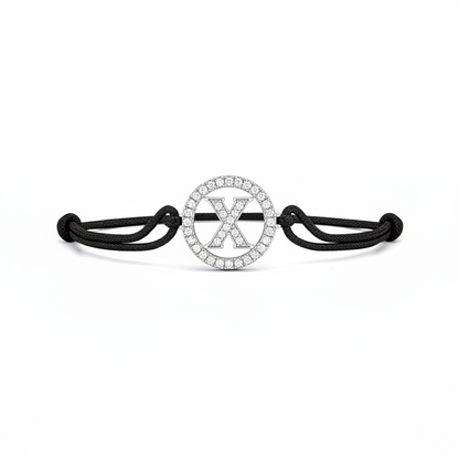 Full diamond Alphabet X bracelet in silver - Jewelslane