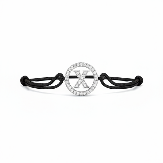 Full diamond Alphabet X bracelet in silver - Jewelslane