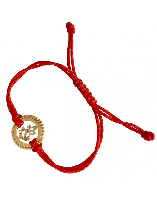 Gold Plated Ganesh Rakhi In Silver On Free Size Adjustable Thread