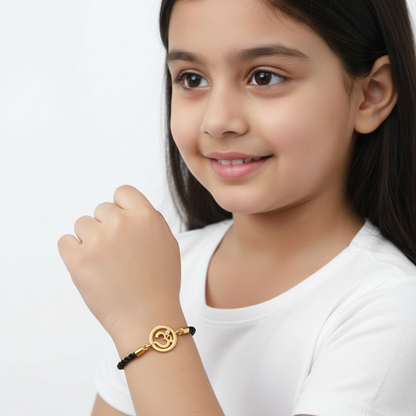 OM Bracelet On Nylon Thread with Gold Plated Adjustable Silver Lock for Girls