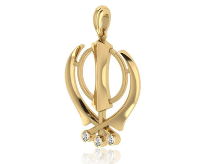 Gold Khanda Pendant - Jewelslane