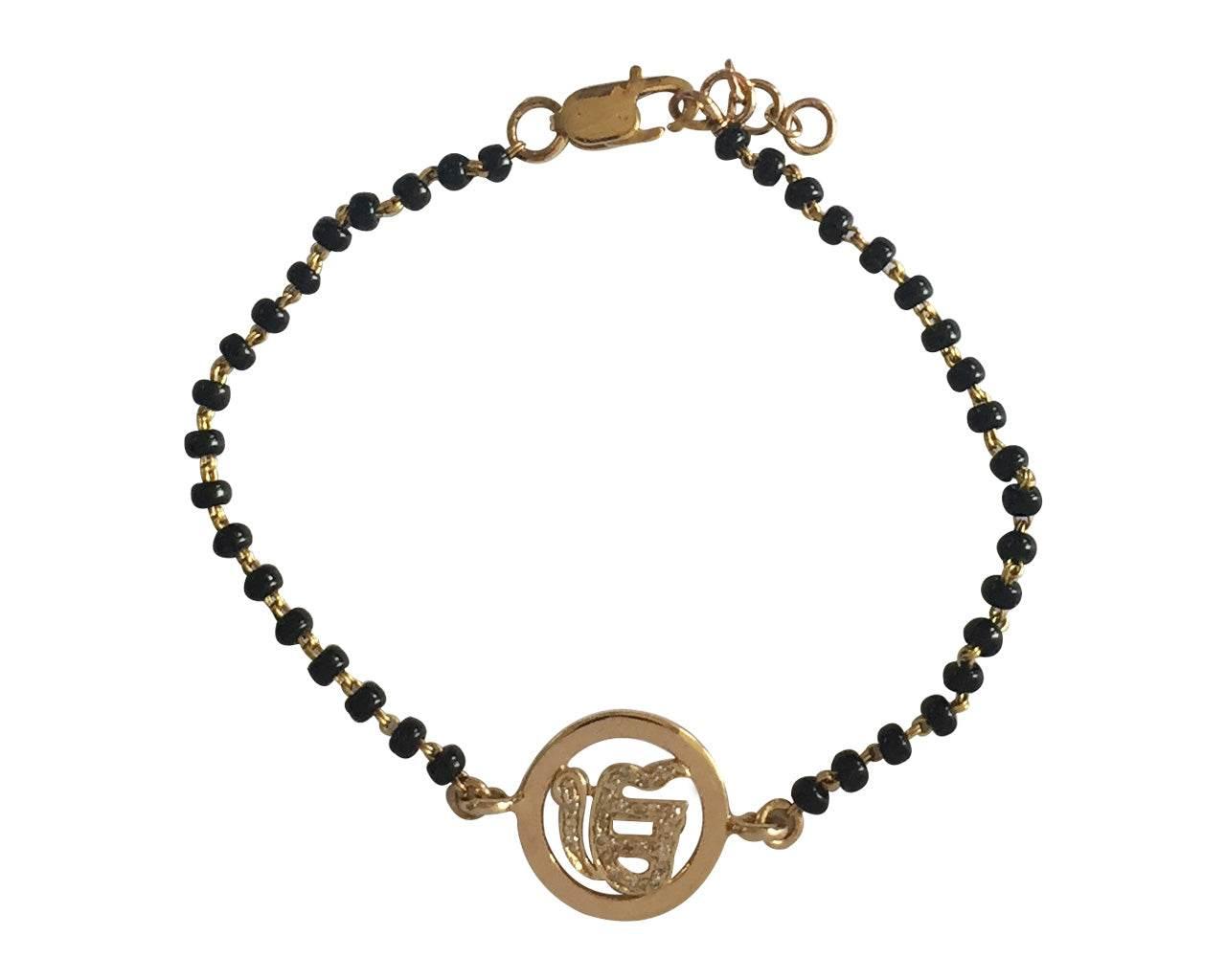 Ik Onkar Diamond Bracelet on Mangalsutra Chain - Jewelslane