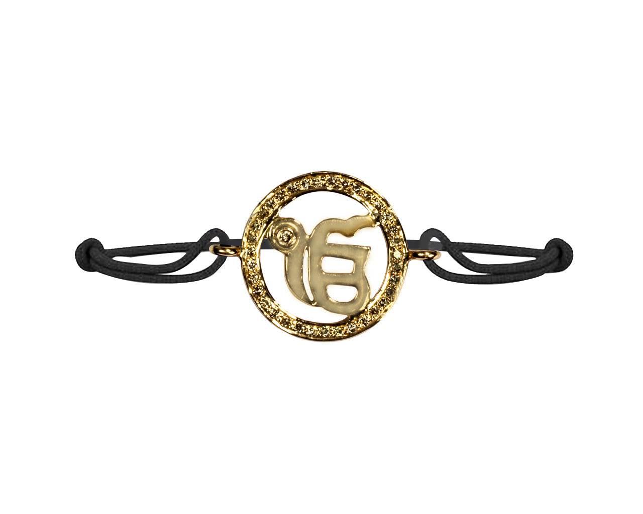 Ik Onkaar Border Diamond in Gold - Jewelslane