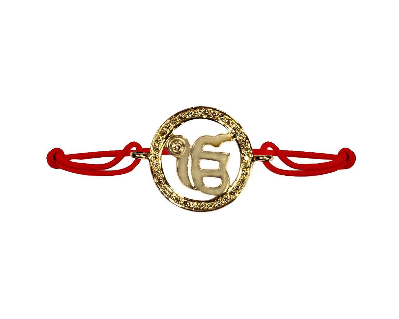 Ik Onkaar Border Diamond in Gold - Jewelslane