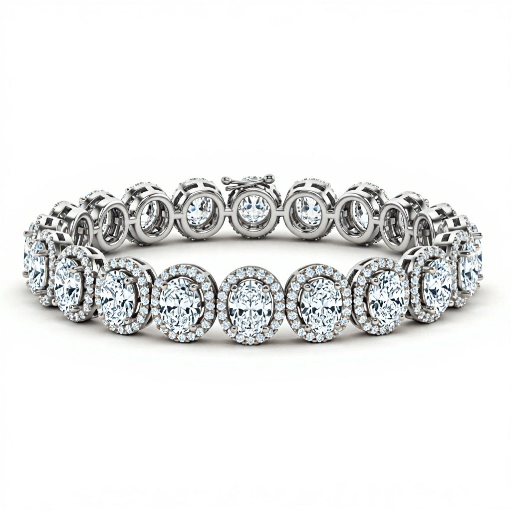 Ivana Oval Shape Lab Grown Diamonds Solitaire Bracelet - Jewelslane