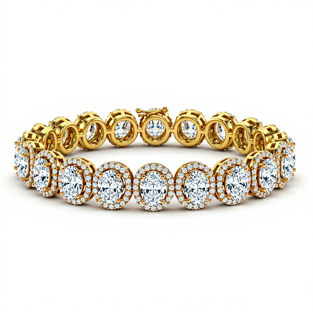 Ivana Oval Shape Lab Grown Diamonds Solitaire Bracelet - Jewelslane