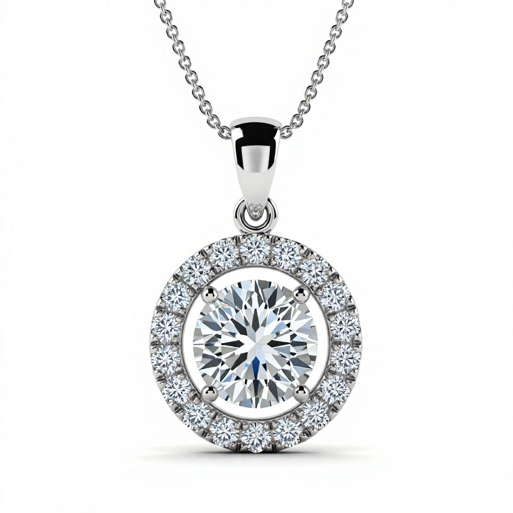 White Gold Jaylin Round Brilliant Cut Lab Diamond Solitaire Pendant