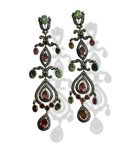 Chandelier Earrings with Tourmaline - Jewelslane