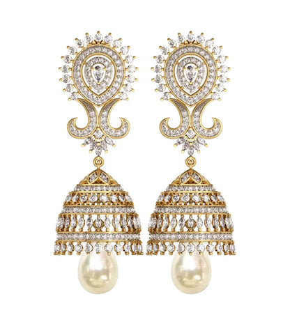 Diamond & pearl Jhumkis - Jewelslane