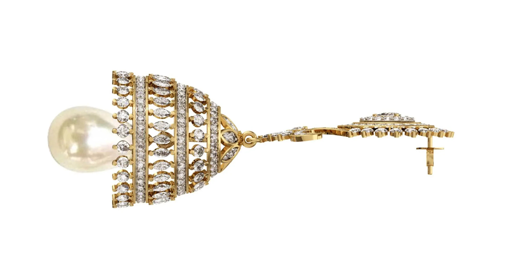 Diamond & pearl Jhumkis - Jewelslane