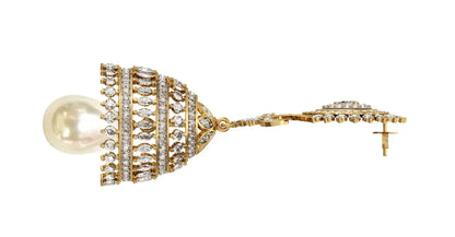Diamond & pearl Jhumkis - Jewelslane