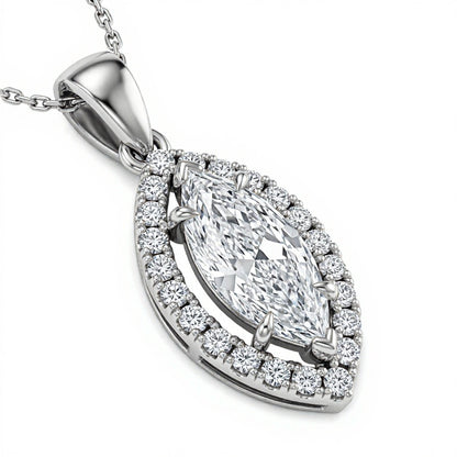 Joselin Marquise Shape Lab Diamond Solitaire Pendant - Jewelslane
