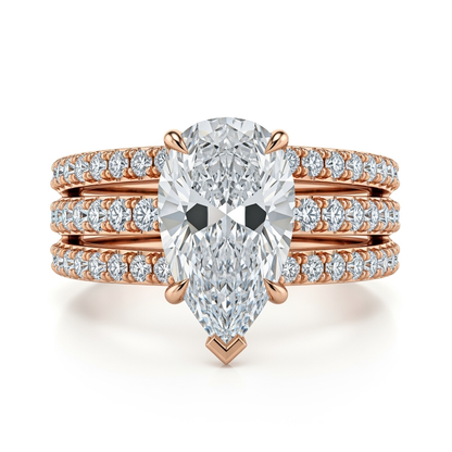 Josie Four Carat Pear Shape Lab Solitaire Diamond Ring - Jewelslane