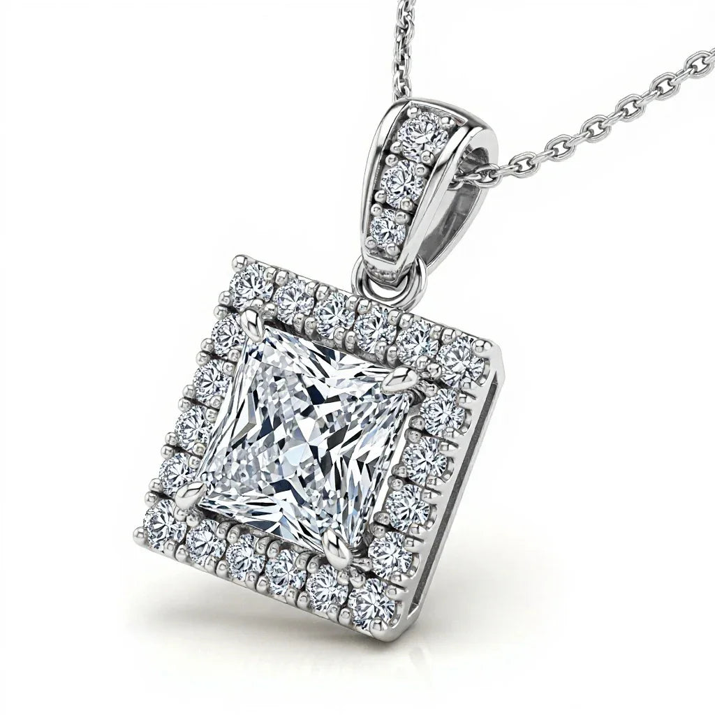 Kaili Princess cut Lab diamond Solitaire pendant - Jewelslane