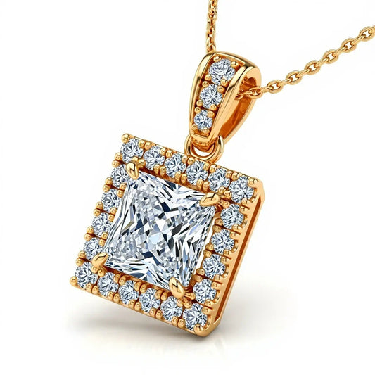 Kaili Princess cut Lab diamond Solitaire pendant - Jewelslane