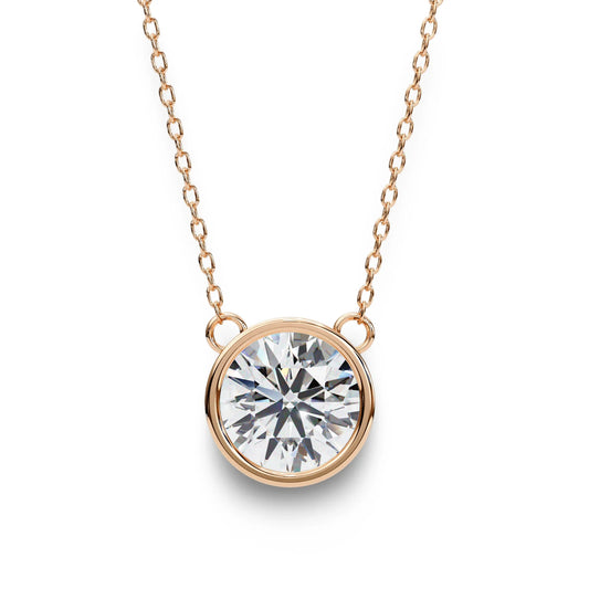 Kate Lab Grown Diamond Bezel set Pendant on chain - Jewelslane