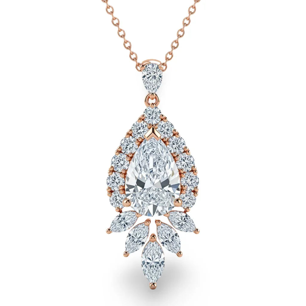 Kaycy Pear Shape Lab Diamond Solitaire Pendant - Jewelslane