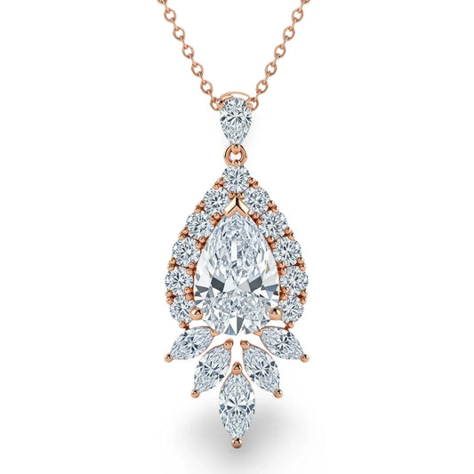 Kaycy Pear Shape Lab Diamond Solitaire Pendant - Jewelslane