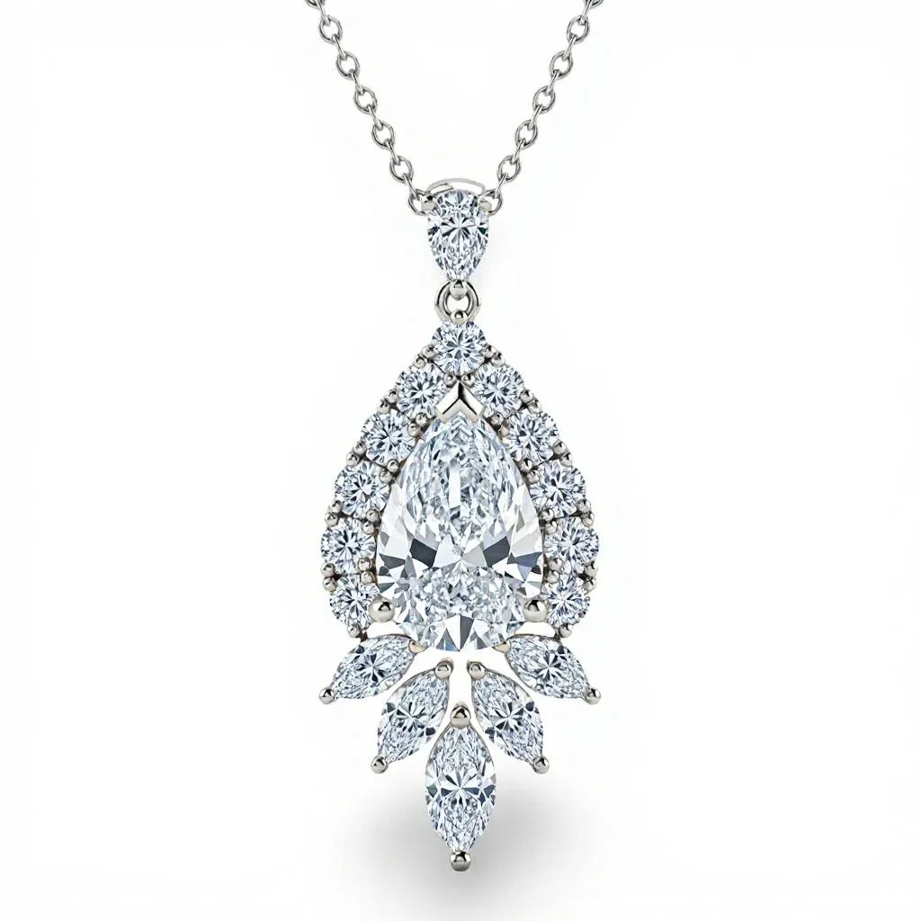 Kaycy Pear Shape Lab Diamond Solitaire Pendant - Jewelslane