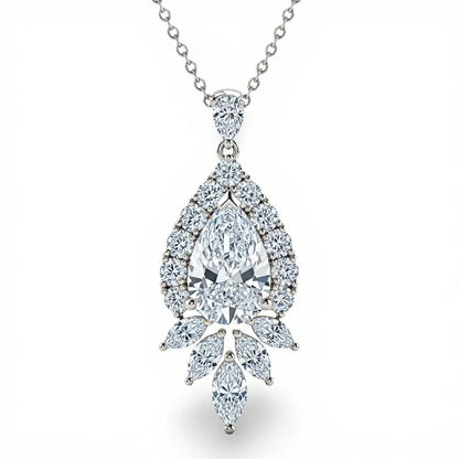 Kaycy Pear Shape Lab Diamond Solitaire Pendant - Jewelslane