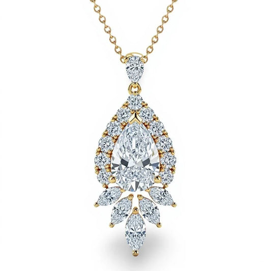 Kaycy Pear Shape Lab Diamond Solitaire Pendant - Jewelslane
