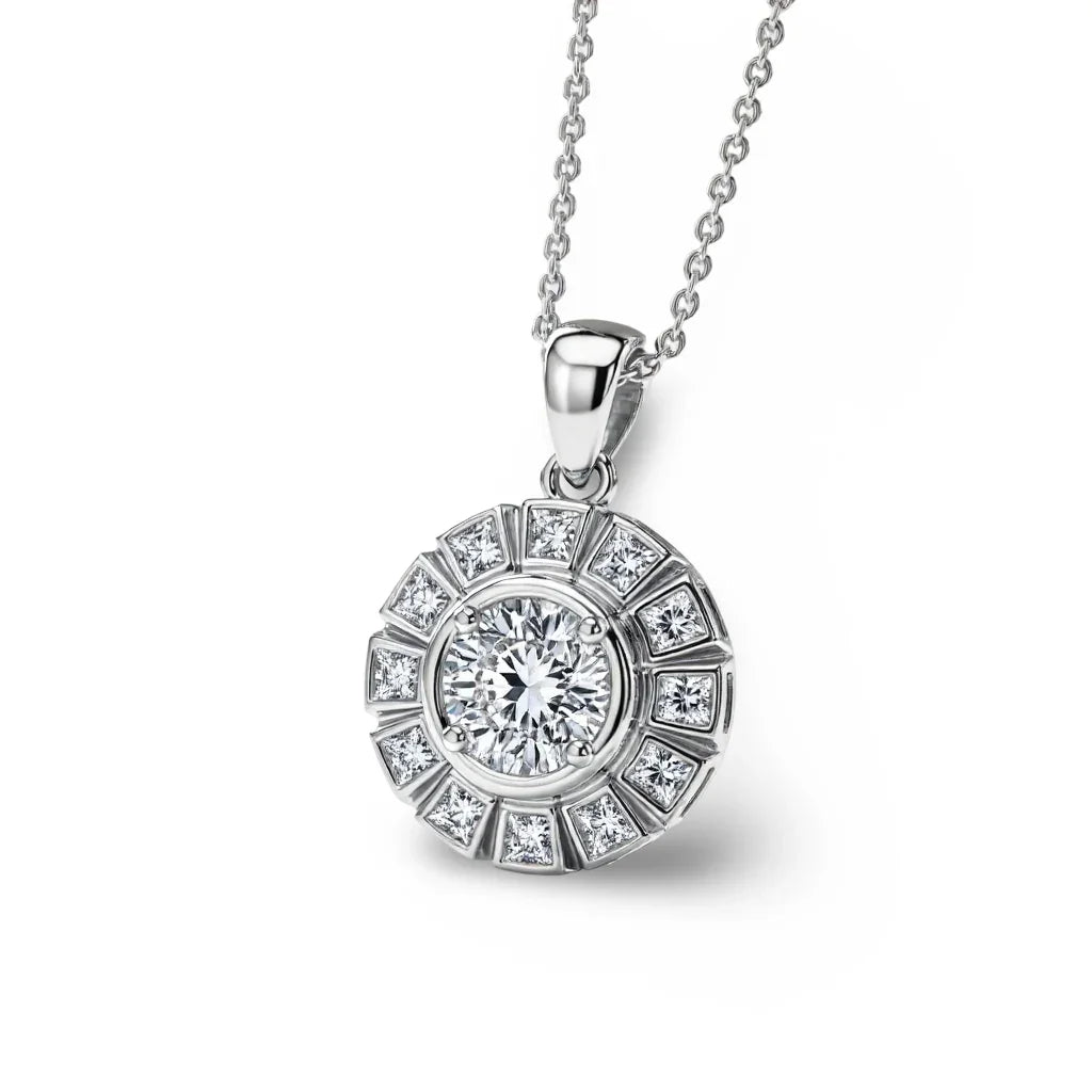 Kelly Bezel Set Round Brilliant Lab Diamond Solitaire Pendant - Jewelslane