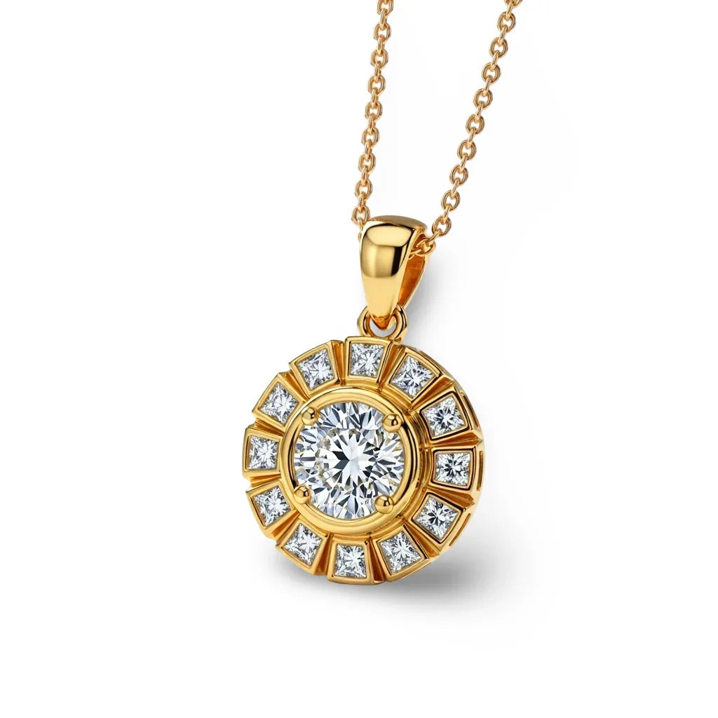 Kelly Bezel Set Round Brilliant Lab Diamond Solitaire Pendant - Jewelslane