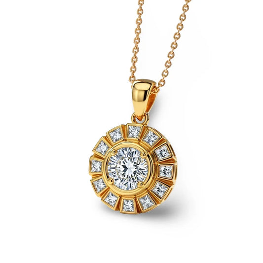 Kelly Bezel Set Round Brilliant Lab Diamond Solitaire Pendant - Jewelslane