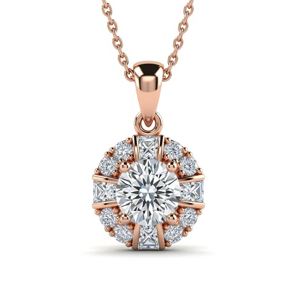 Keni Round Brilliant Cut Lab Diamond Solitaire Pendant - Jewelslane