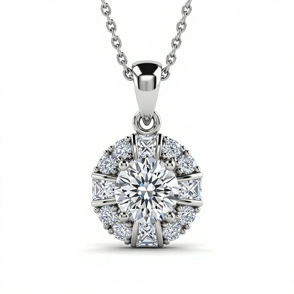 Keni Round Brilliant Cut Lab Diamond Solitaire Pendant - Jewelslane