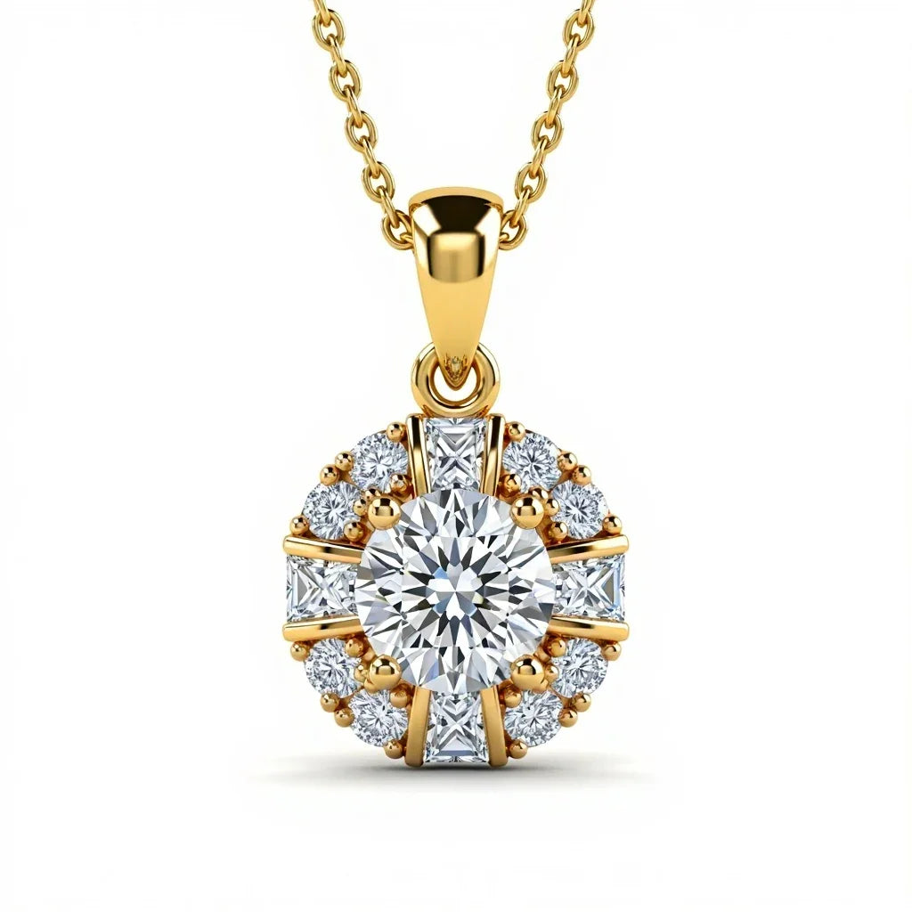 Keni Round Brilliant Cut Lab Diamond Solitaire Pendant - Jewelslane
