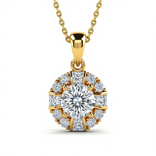 Keni Round Brilliant Cut Lab Diamond Solitaire Pendant - Jewelslane