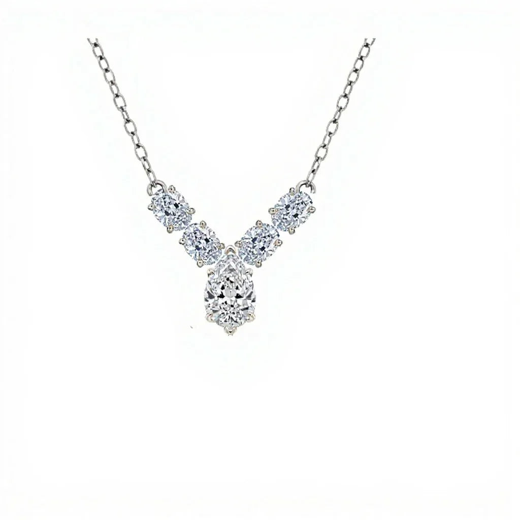 Kenna Pear shape Lab Diamond Solitaire Pendant Necklace - Jewelslane