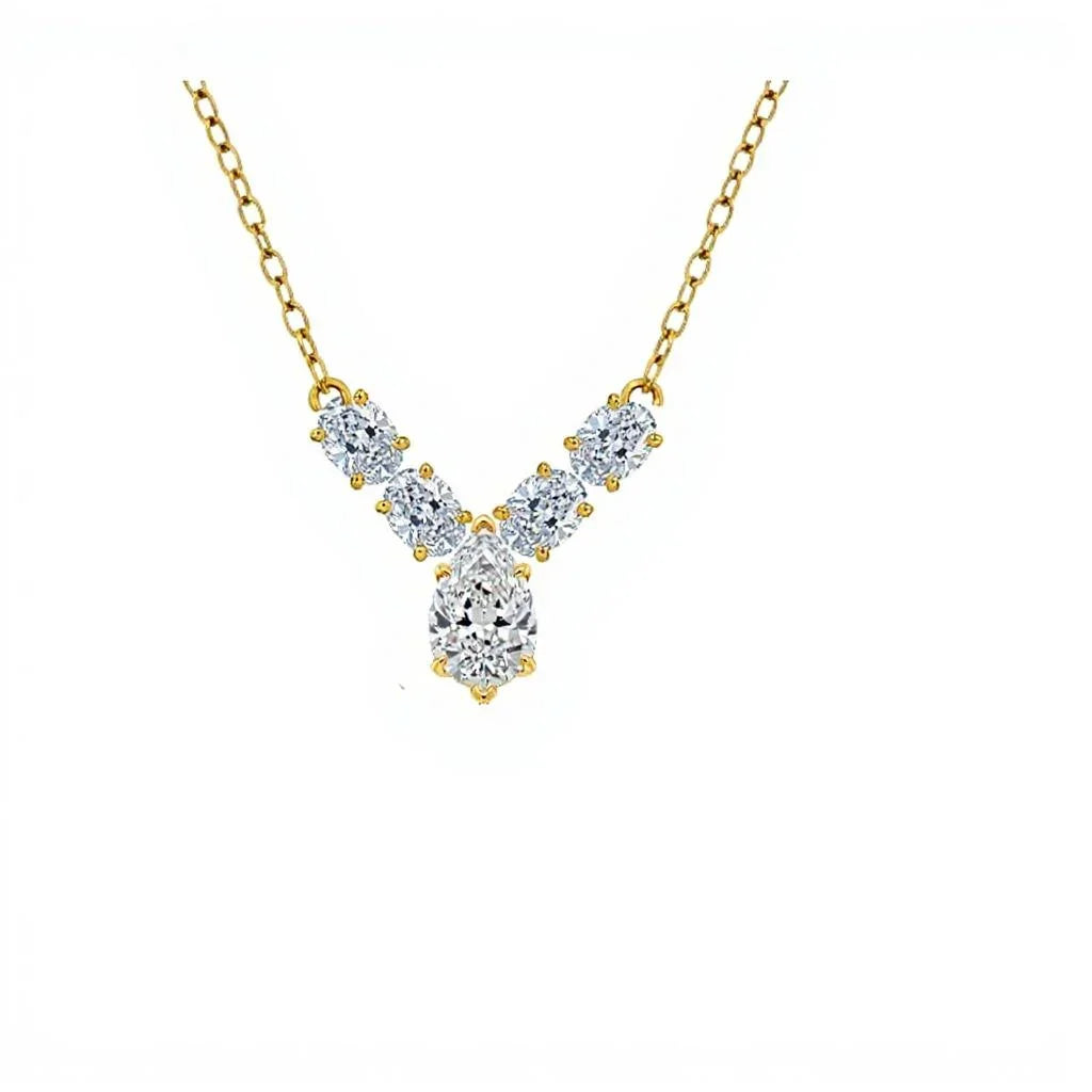 Kenna Pear shape Lab Diamond Solitaire Pendant Necklace - Jewelslane