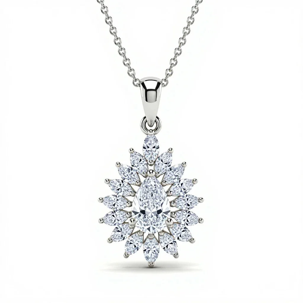 Kila Pear Shape Lab Diamond Solitaire Pendant - Jewelslane