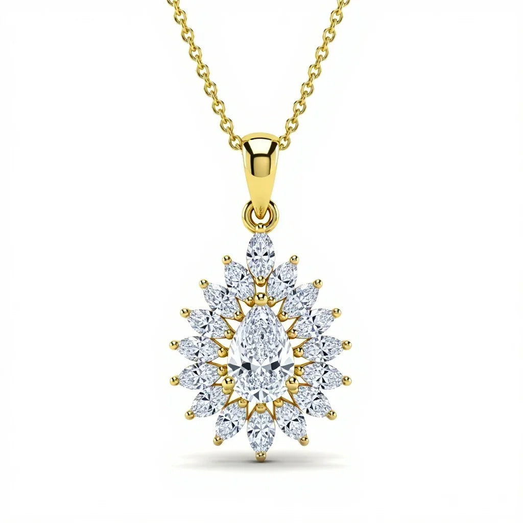 Kila Pear Shape Lab Diamond Solitaire Pendant - Jewelslane