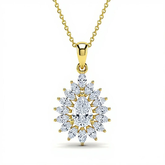 Kila Pear Shape Lab Diamond Solitaire Pendant - Jewelslane