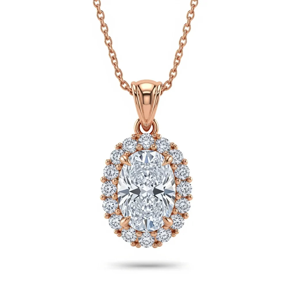 Kimi Oval Shape Lab Diamond Solitaire Pendant - Jewelslane