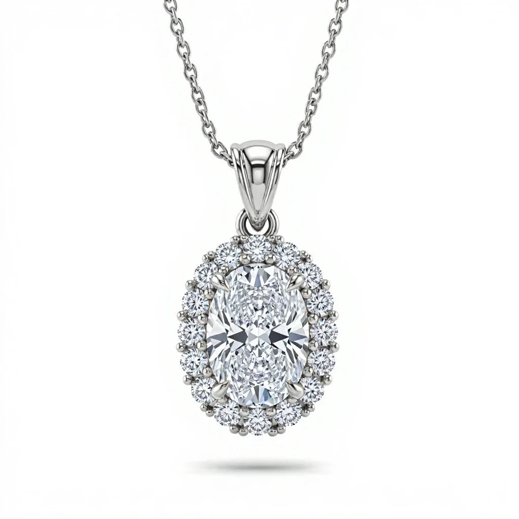 Kimi Oval Shape Lab Diamond Solitaire Pendant - Jewelslane