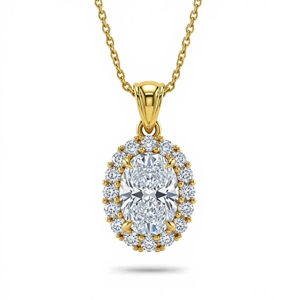 Kimi Oval Shape Lab Diamond Solitaire Pendant - Jewelslane
